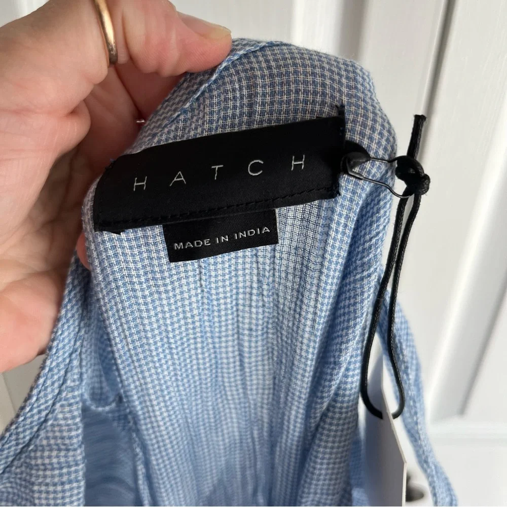 NWT HATCH Maternity The Wrap Around Jumpsuit Blue Gingham Size 2
